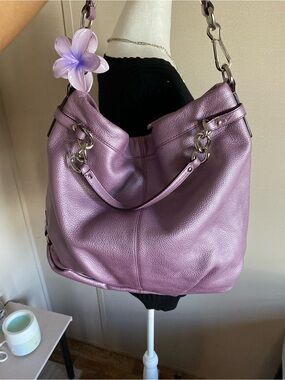 Purple Coach large oversized Brooke hobo shoulder bag